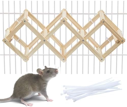 Jevnd Wooden Rat Climbing Ladder - Natural Pet Cage Accessories, Fancy Rats Enrichment Activities, Hanging Toys For Playing And 
