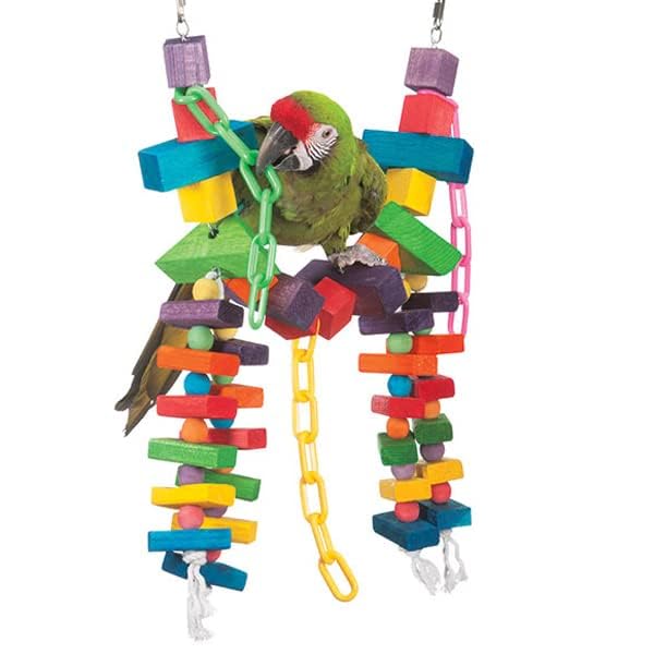 Super Bird Creations - Rainbow Bridge Bird Toy - Durable & Entertaining Bird Playground For Amazons African Greys Eclectus Cockatoos Macaws - Colorful Bird Toy For Large & Extra-Large Birds 29' X 13'