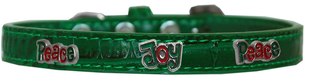 Mirage Pet Products Peace and Joy Widget Croc Dog Collar Emerald Green Size 12