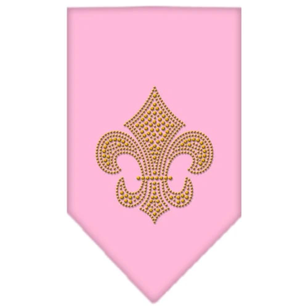 Pet and Dog Bandana Rhinestone, "GOLD Fleur De Lis" Cocoa Small
