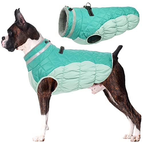 Lelepet Warm Dog Winter Coat,Medium Dog Coat Waterproof Dog Jacket With Harness Dog Padded Vest Windproof Reflective Dog Fleece 
