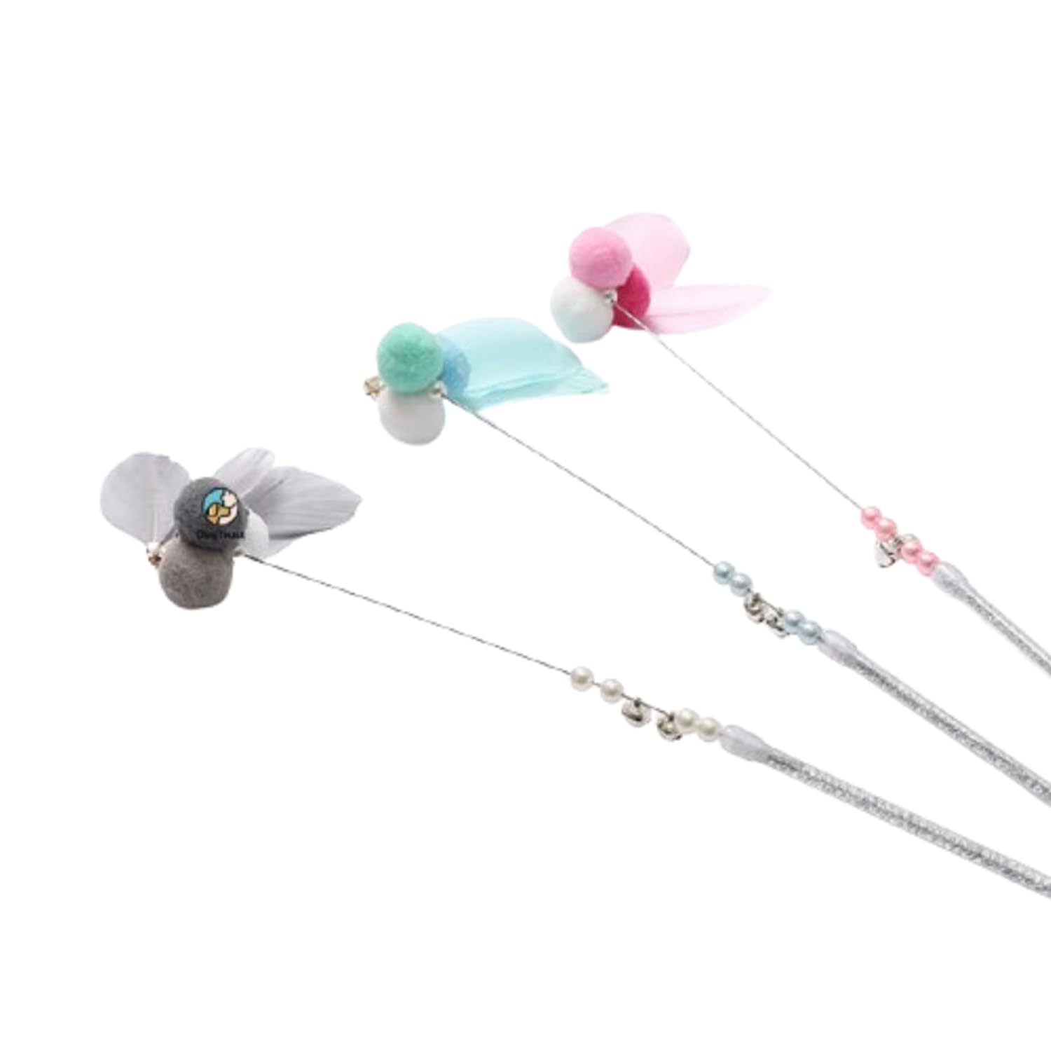 Dog Trust Interactive Cat Teaser Toy Featuring A Squiggly Long Wand With Worm Feather And Loud Bell  Perfect For Engaging Cats,