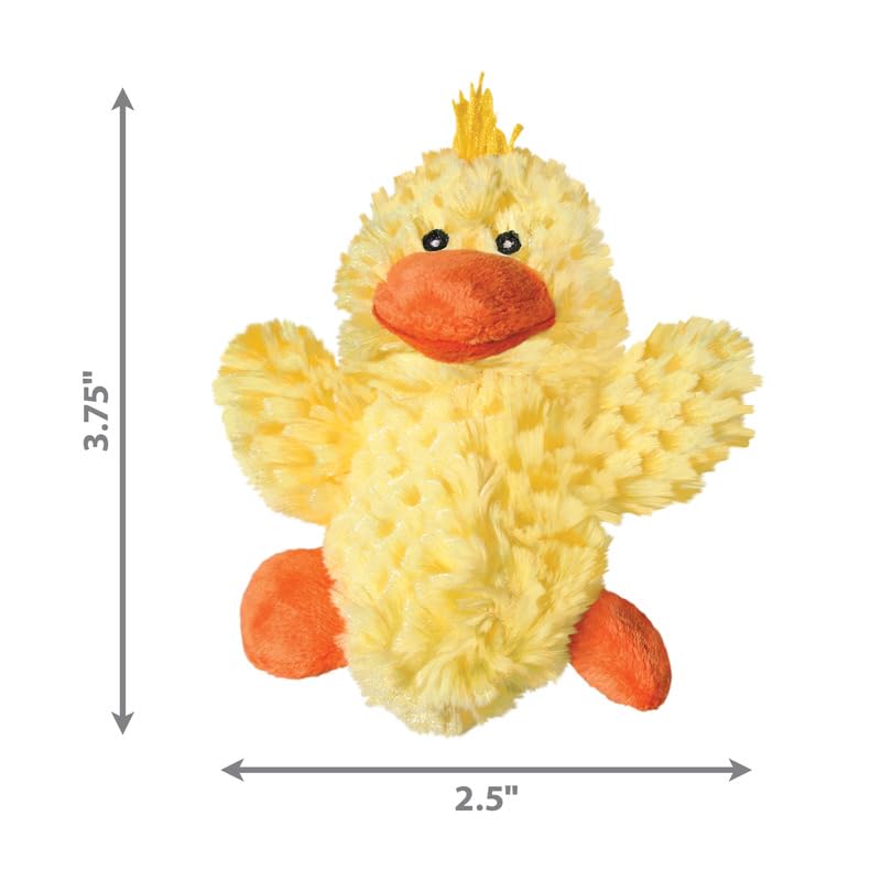 KONG Low Stuffing Squeaker Dog Toy, X-Small, Multi-Color Plush, Bear, Duck, Frog, Model KON-6034
