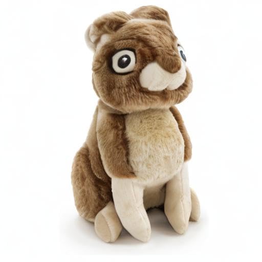 Godog Wildlife Rabbit Squeaky Plush Dog Toy, Chew Guard Technology - Brown, Large