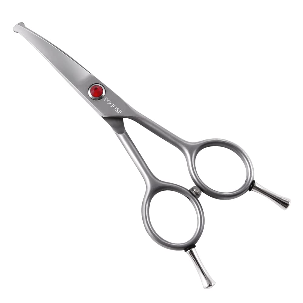 Fogosp 4.5' Curved Dog Scissors For Grooming Face And Paws With Safety Round Tip For Small Dogs Face Paw Ears Trimmer Professio