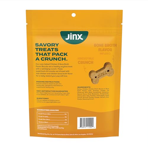 Jinx Oven-Baked Chicken Bone Broth Biscuit Dog Treats - Crunchy, All Natural, Superfood-Rich with Cage-Free Chicken, Dog Biscuit