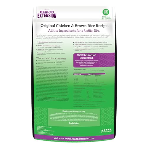 Health Extension Original Chicken & Brown Rice Dry Dog Food (4 lb / 1.81 kg) - Protein-Packed Formula with Probiotics, Omega 3 f