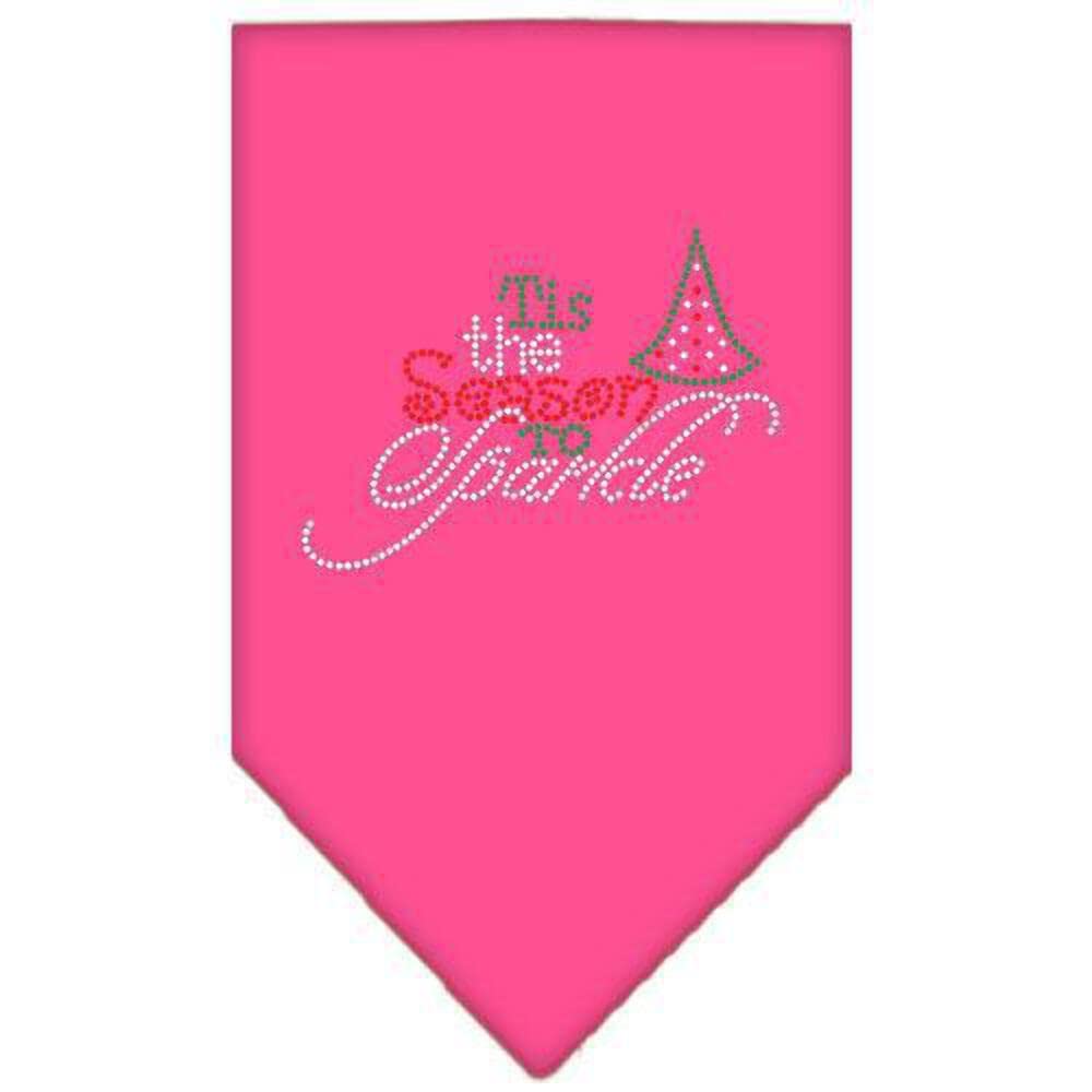 Christmas Pet and Dog Bandana Rhinestone, "Tis The Season To Sparkle" Navy Blue Large