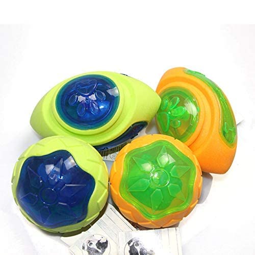 Rvpaws Dog Imported Toy Led Squeaker Rugby Toy Interactive Dumbbell For Dog & Puppies (Color May Very). Pack Of 4
