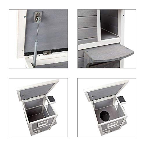 Petsfit Outdoor Cat House, 2 Story Outside Cat Shelter Condo Enclosure With Escape Door For Stray Feral Cats Weatherproof