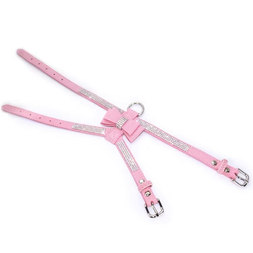 Bling Dog Harness For Girls,Rhinestone Cat Vest Harnesses With Bow Tie Puppy Kitty Cute Fancy Sparkling Pretty Crystal Diamond F