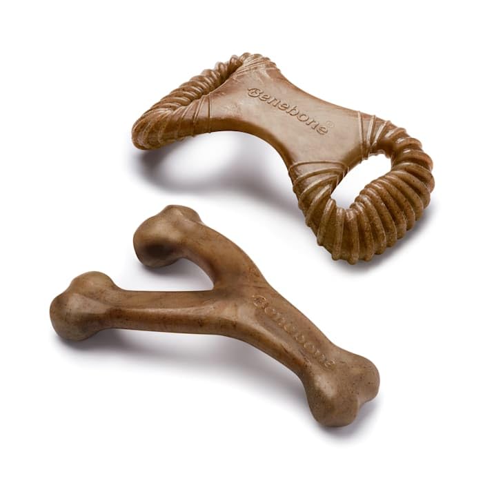 Benebone Medium 2-Pack W/ Wishbone & Dental Chew Bacon Flavor Dog Chew Toys