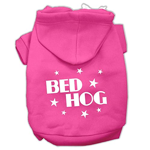 Pet, Dog & Cat Hoodie Screen Printed, 'Bed Hog' Bright Pink Xl (14-20 Lbs.)