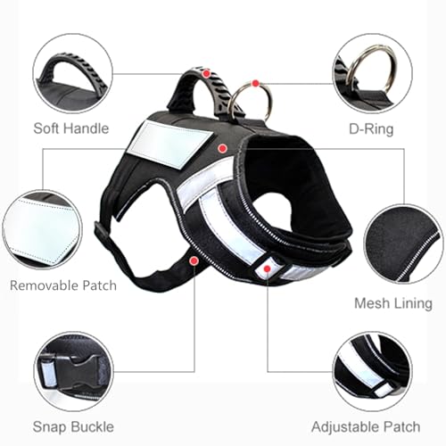 Misthis No Pull Service Dog Vest Harness (L) With Soft Handle And Reflective Stripe For Service Dogs Adjustable Padded Vest With Removable Reflective Patches For Small Medium Large Dogs