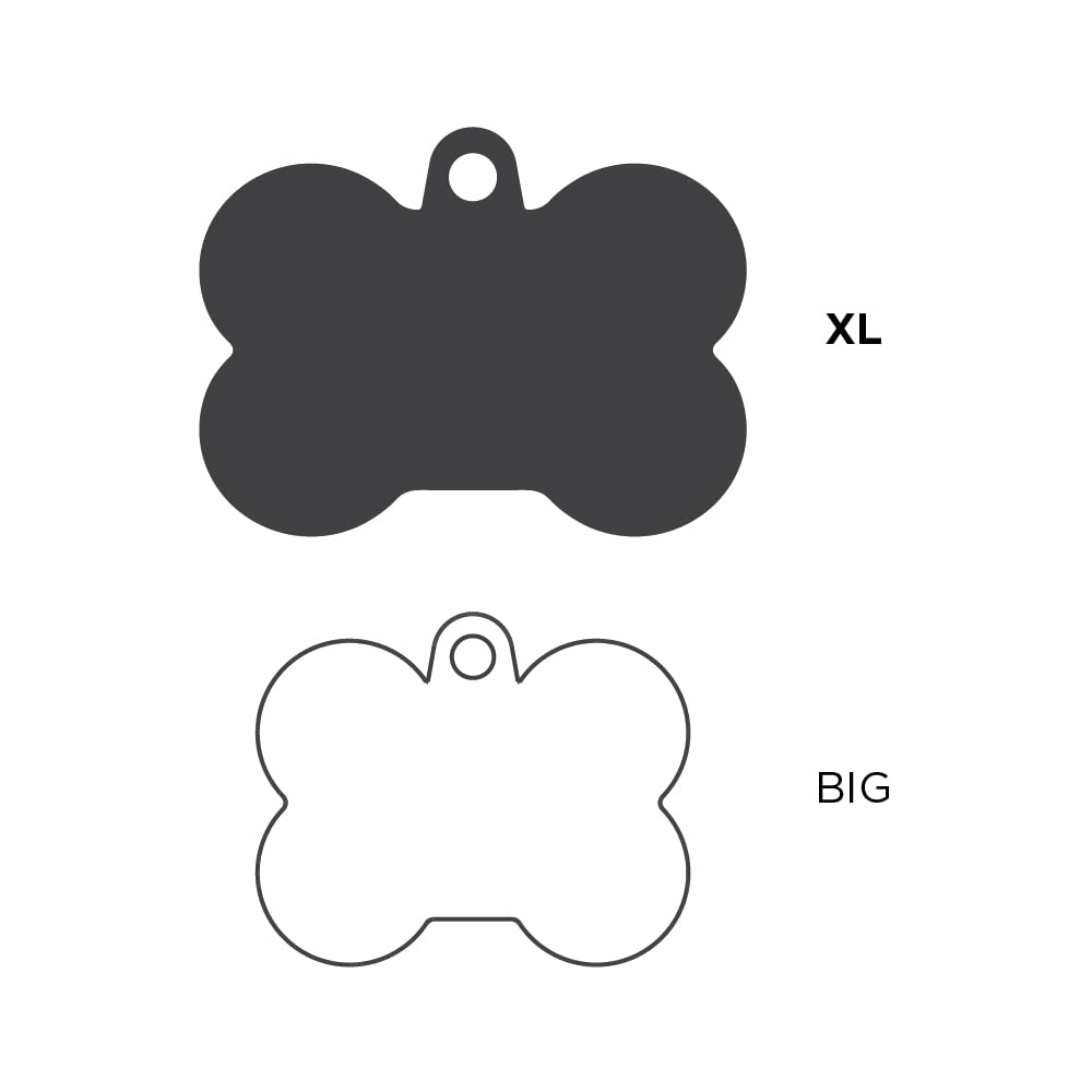 Myfamily Personalized Pet Id Tag Made In Italy, Red Xl Bone, Free Engraving, Enamelled Aluminum And Rubber, Hushtag Collection,