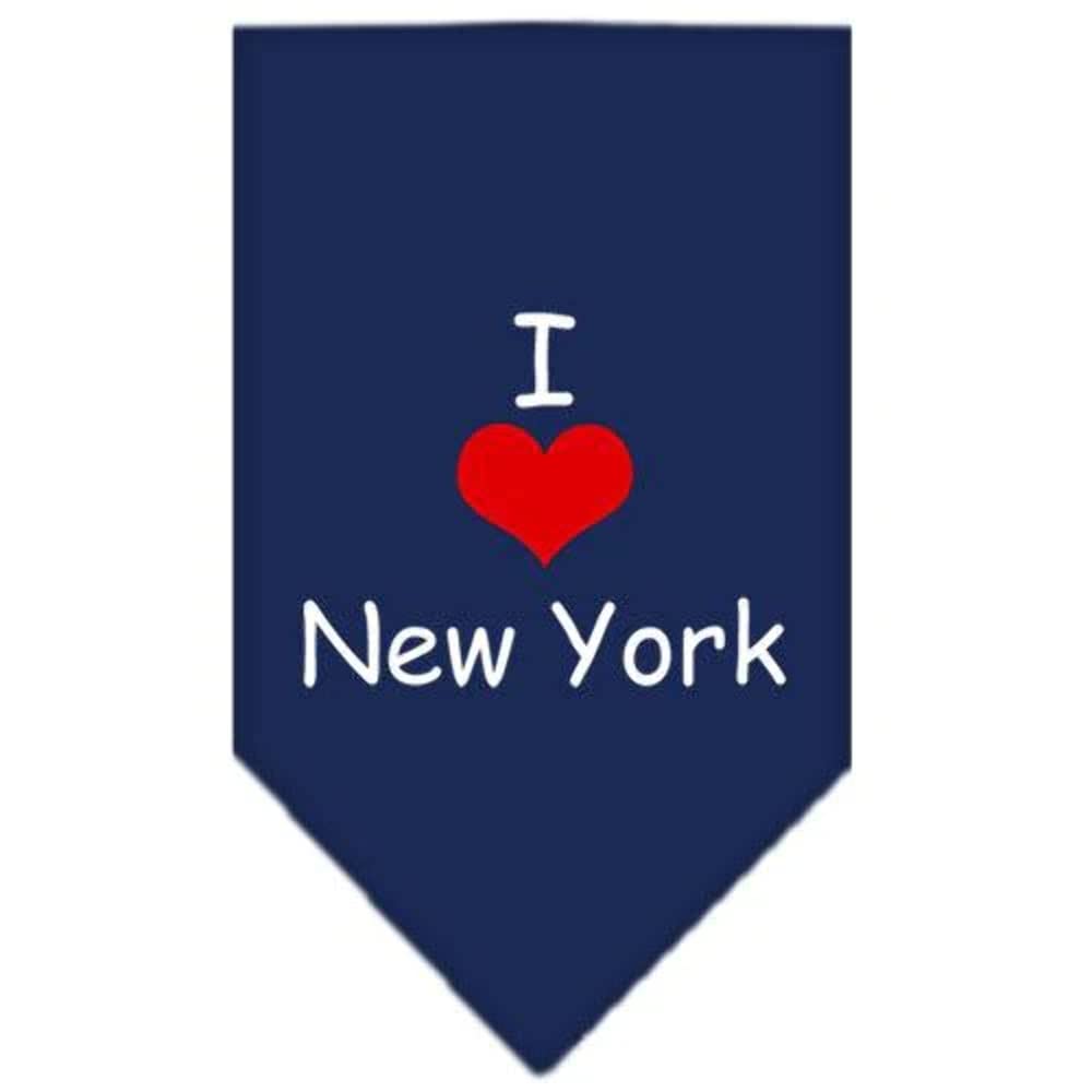 Pet and Dog Bandana Screen Printed, &quot;I Heart NY&quot; Navy Blue Large