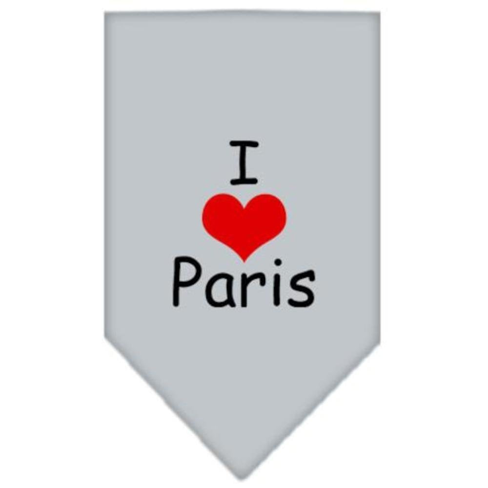 Pet and Dog Bandana Screen Printed, I Love Paris Grey Large