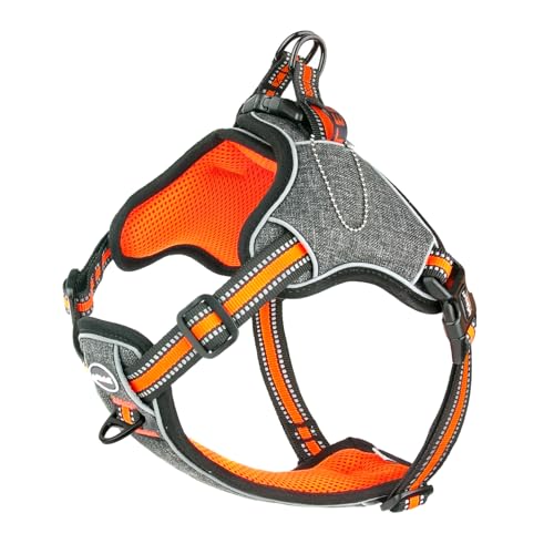 Thinkpet Step In Dog Harness For Large Dogs No Pull, Front Clip No Choke Free Escape Proof Padded Breathable Reflective Halter For Large Breed Orange Training Walking Hiking Xl