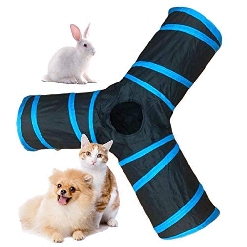 Kittupet 3 Way Metal Cat Tunnel, Collapsible Pet Toy With Ball For Puppy, Kitten, Rabbits