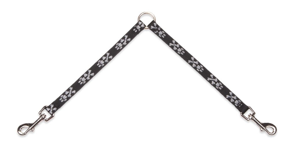Coupler for Walking Two Small Dogs Together, 1/2'' Wide Bling Bonz Design by Lupine, 18'' Long