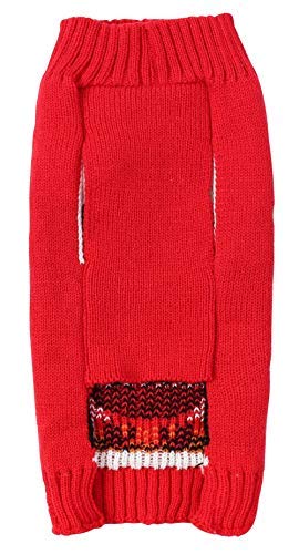 Penguin Red Holiday Festive Christmas Dog Sweater For Dogs, Medium M Back Length 13'