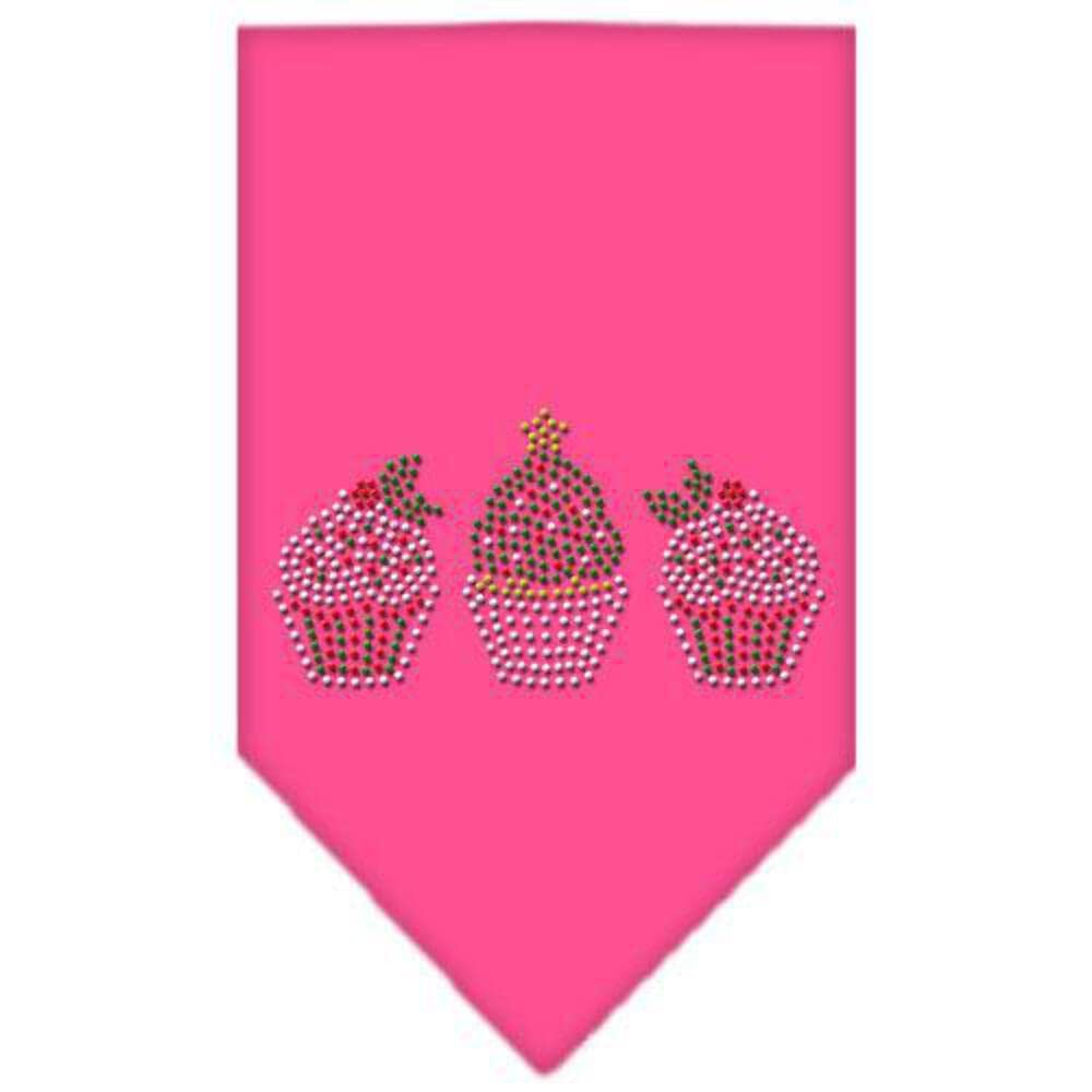 Christmas Pet and Dog Bandana Rhinestone, Christmas Cupcakes Navy Blue Large