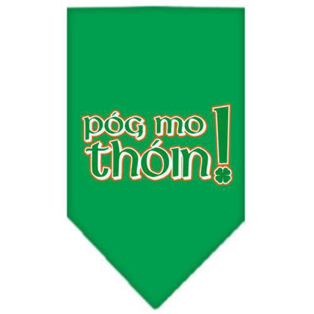 Pet and Dog Bandana Screen Printed, &quot;Pog Mo Thoin&quot; White Large