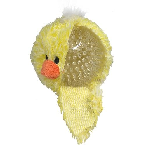 Pet Lou Squeaky Ball Twin Pack - Plush Chick & Frog Toys, 4-inch Diameter, Yellow