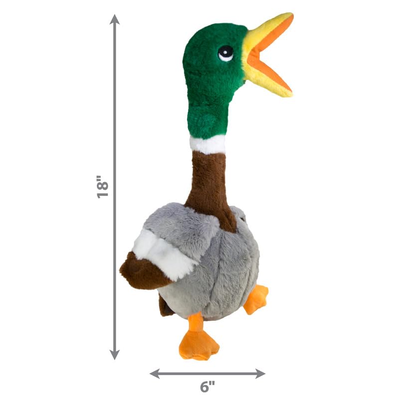 Kong Shakers Honkers Duck - Long Plush Toy With Low Tone Squeaker (Large)
