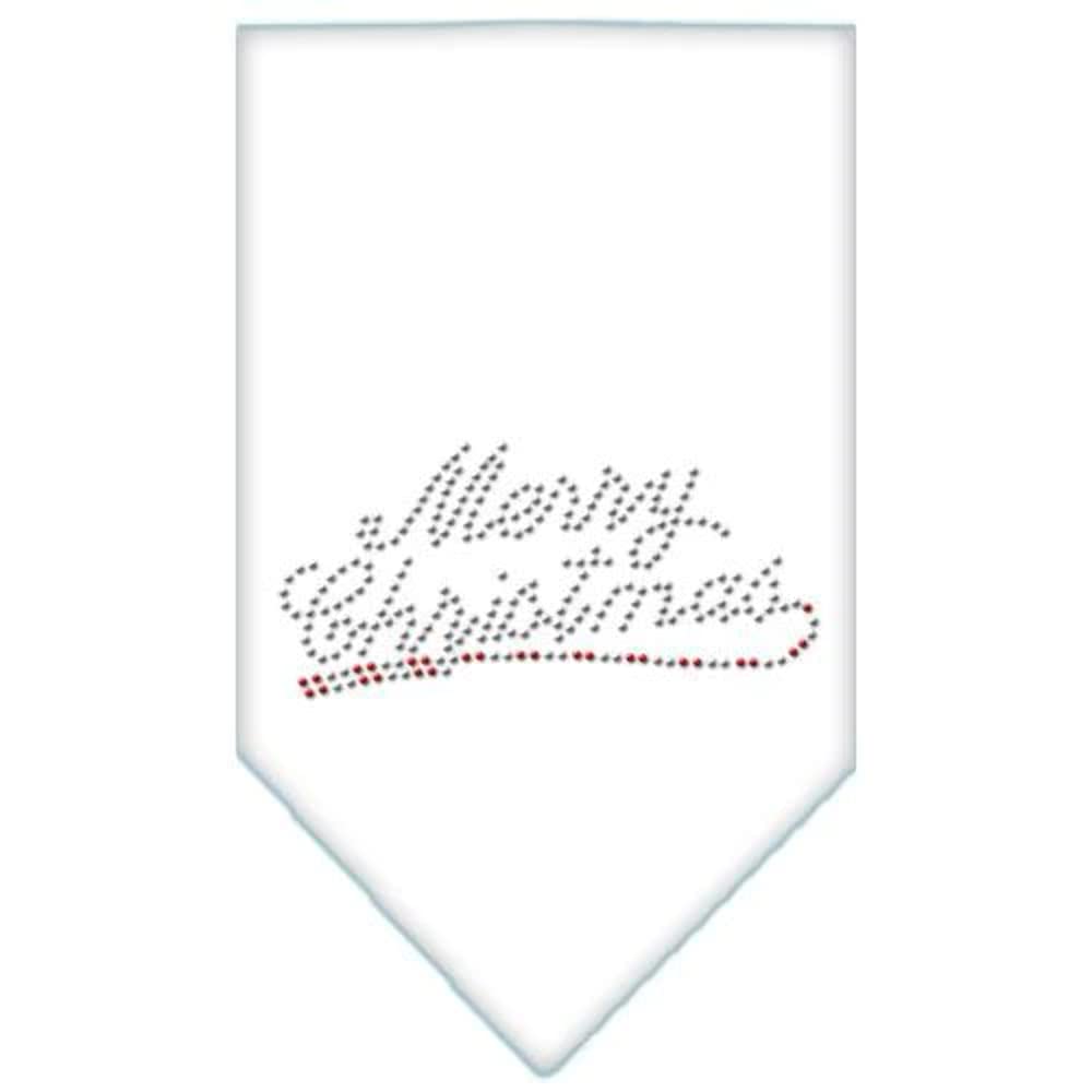 Christmas Pet and Dog Bandana Rhinestone, "Merry Christmas" Navy Blue Large