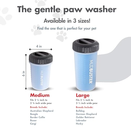 Dexas Lidded Mudbuster Portable Dog Paw Cleaner, Medium, Pro Blue