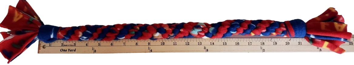 Dog Puppy Tug Pull Toy Rope Play Durable Interactive Entertaining Heavy Duty Fleece Square Braid by KNOTS SO FAST (Red)