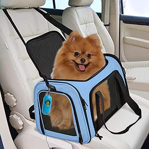 Rosebb Cat Carrier Dog Carrier Pet Carrier Cat Bags For Small Medium Cats Dogs Puppies Of 15 Lbs,Of Airline Approved Small Dog Bag Soft Sided,Collapsible Travel Puppy Carrier (Medium, Blue)