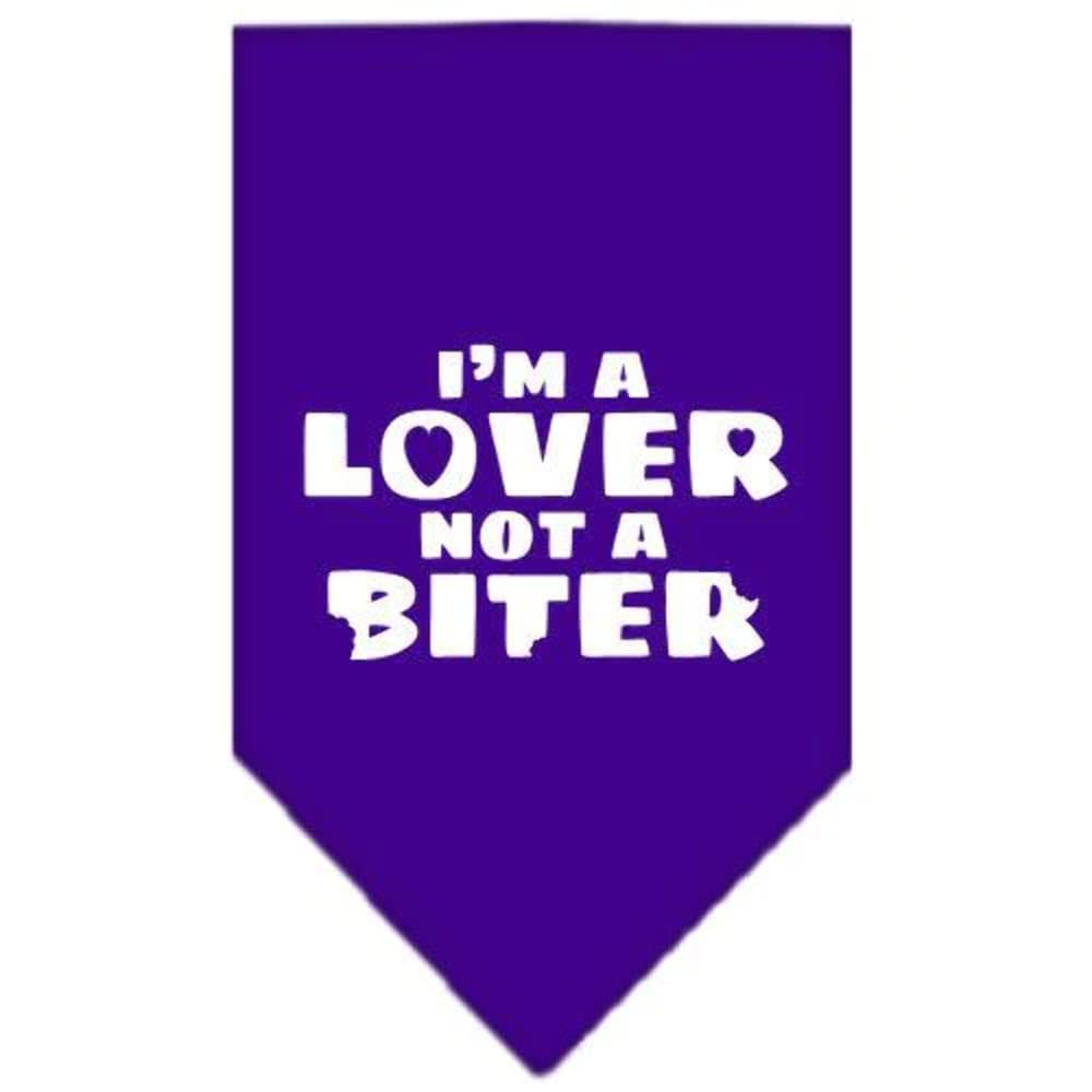 Mirage Pet Products I'm a Lover Not a Biter Screen Print Bandana for Pets, Small, Purple