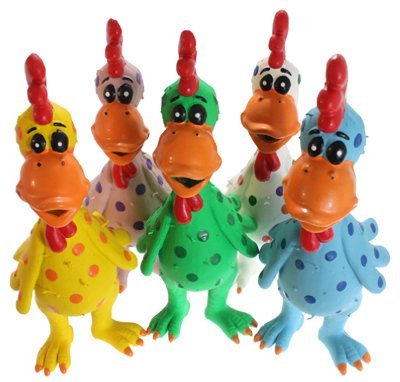 Multipet Latex Chicken Globken Dog Toy Assorted Size:Pack Of 2