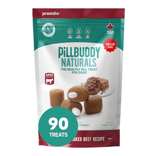 Presidio Pill Buddy Naturals - Beef Recipe Pill Hiding Treats For Dogs - Make A Perfect Pill Concealing Pocket Or Pouch For Any Size Medication - 90 Servings