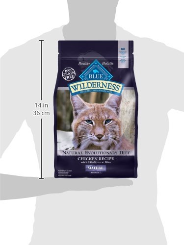 Blue Buffalo Wilderness Natural Mature Dry Cat Food for Cats 7+ Years, High-Protein and Grain-Free Diet, Supports Immune System