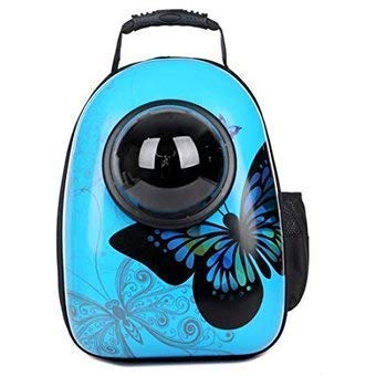 PSK PET MART Portable Multi Air Vents Waterproof LightWeight Gleaming Butterfly Print Travel Bag Cum Carrier Space Astronaut Ca