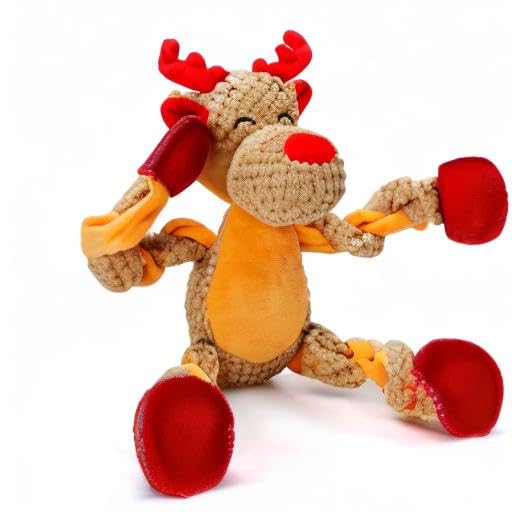 Senneny Dog Christmas Toys With Squeaker, Reindeer Squeaky Toys For Dogs Puppy, Stuffed Dog Plush Toy For Small Medium Dogs, Int