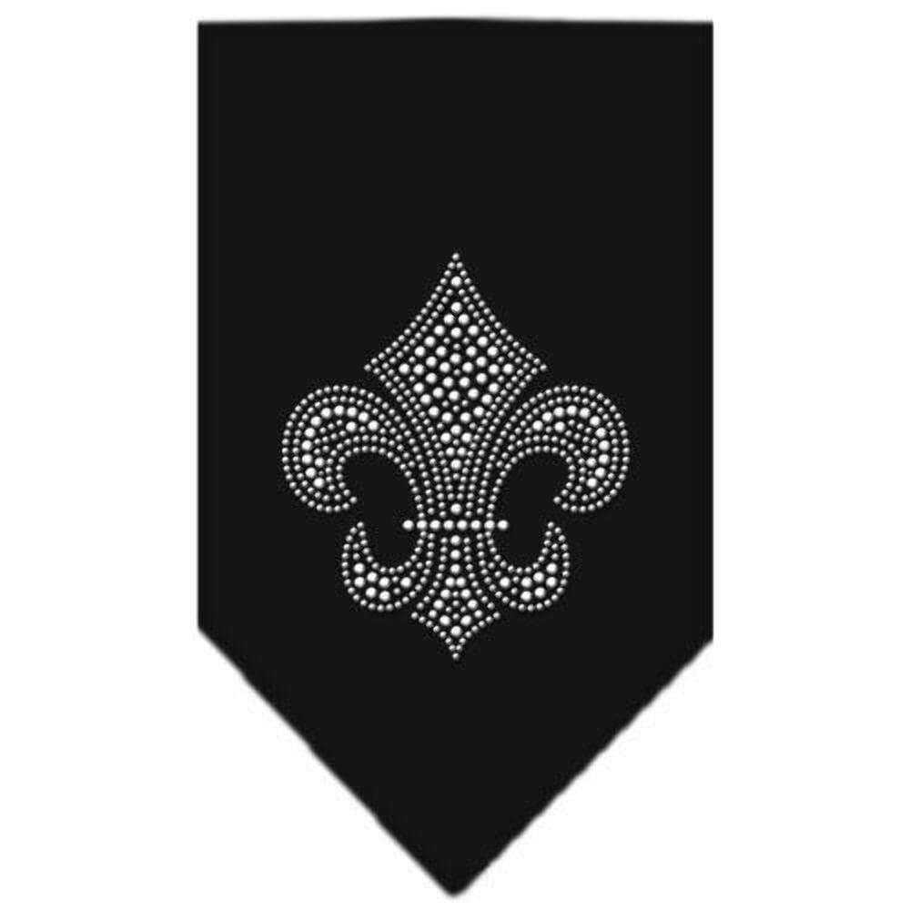 Pet and Dog Bandana Rhinestone, "Silver Fleur De Lis" Cocoa Small