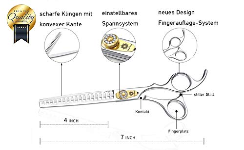 Dream Reach Professional Dog Grooming Straight, Curved, Thinning/Blending/Chunking Scissors Kit, Jp-440C Stainless Steel Pet Cat Hair Cutting/Trimming Shears (7 Inch-Chunker Scissors)