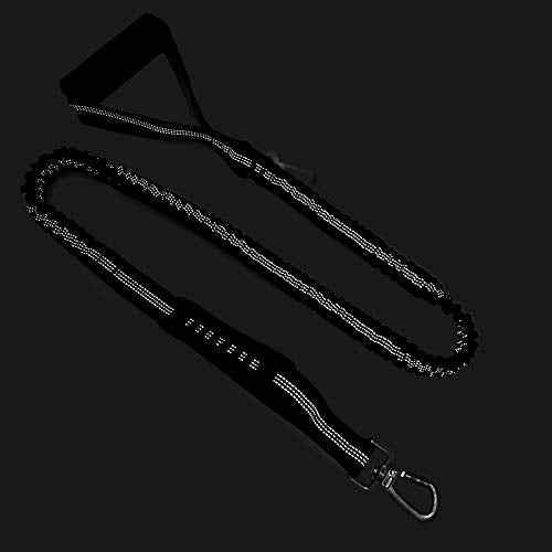 LEADSOM 6FT Dog Leash, Heavy Duty Elastic with Shock Absorbing Padded Handle, Black Nylon for Medium and Large Dogs