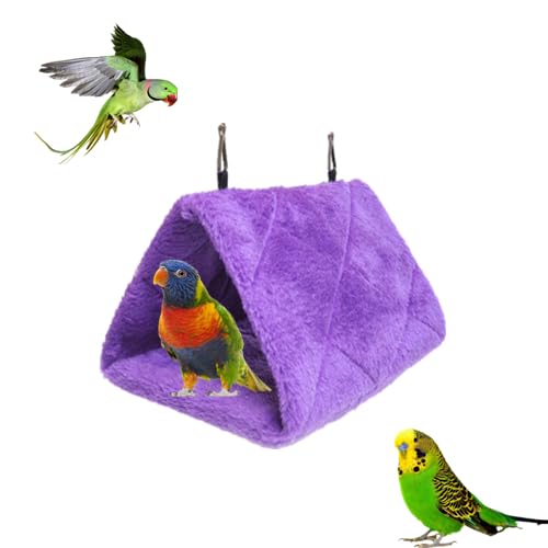 Magnoloran 2 Pack Warm Bird Nest House Bed Hanging Hammock Toy Sleeping Bed Plush Hanging Snuggle Cave Happy Hut For Pet Parrot Parakeet Cockatiel Conure Cockatoo African Grey Macaw(Purple)