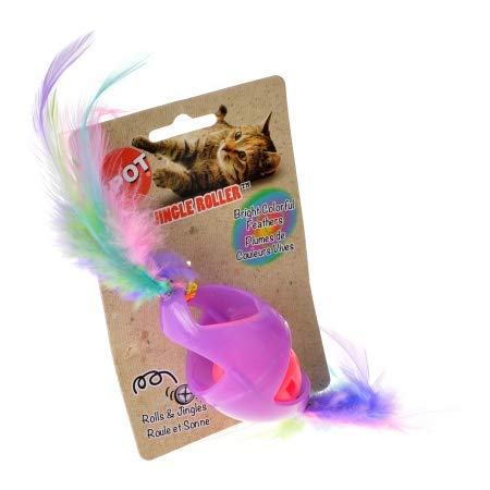 TIE DYE JINGLE ROLLER/FEATHERS CATNIP