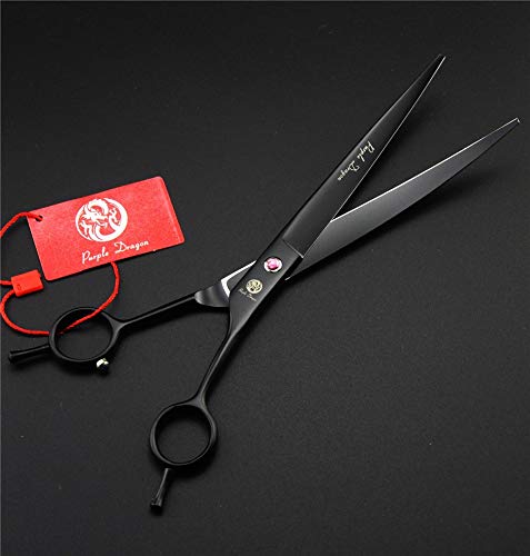Purple Dragon 8.0 Inch Dog Hair Cutting, Curved And Thinning Scissors Shear Pet Grooming Tool Kit