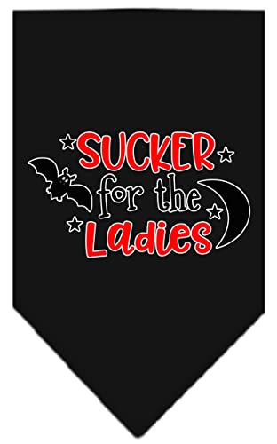 Halloween Pet and Dog Bandana Screen Printed, &quot;Sucker For The Ladies&quot; Black Small