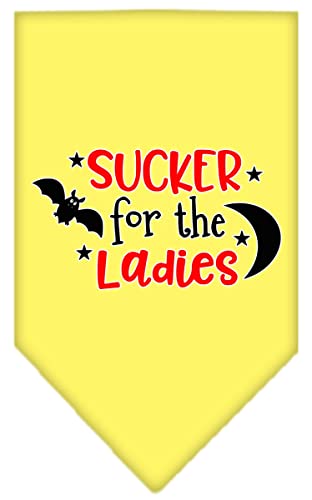 Halloween Pet and Dog Bandana Screen Printed, &quot;Sucker For The Ladies&quot; Yellow Small