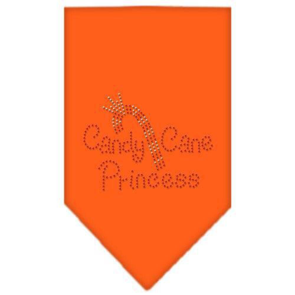 Christmas Pet and Dog Bandana Rhinestone, "Candy Cane Princess" Orange Small