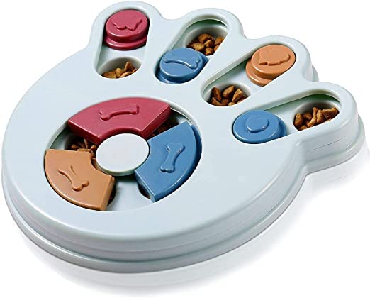 Dog Trust Paw Shape Slow Feeder & Iq Interactive Puzzle Game Training Toy  Treat Dispenser And Training Feeding, NonSlip Botto