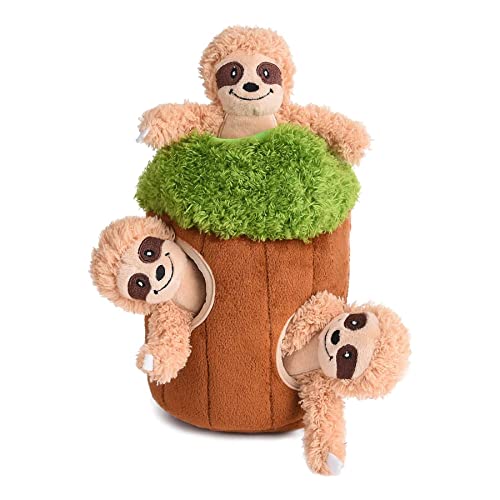 Okegztoa Interactive Squeaky Dog Toys Plush Sloth Dog Toy, Stuffing Woodland Friends Burrow, Squeaky Plush Dog Toy For Small Med